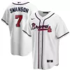 Men Atlanta Braves Dansby Swanson #7 Home White MLB Jersey - uafactory