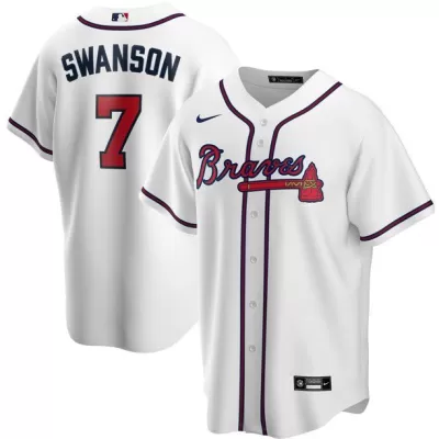 Men Atlanta Braves Dansby Swanson #7 Home White MLB Jersey - uafactory