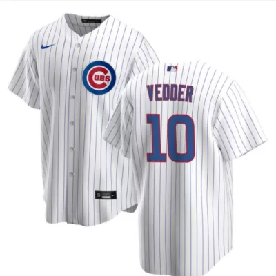 Men Chicago Cubs Eddie Vedder #10 Home White MLB Jersey - uafactory