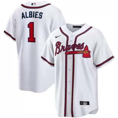 Men Atlanta Braves Ozzie Albies #1 Home White MLB Jersey - uafactory