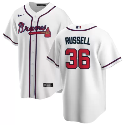 Men Atlanta Braves James Russell #36 Home White MLB Jersey - uafactory