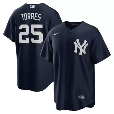 Men New York Yankees Gleyber Torres #25 Navy Alternate MLB Jersey - uafactory