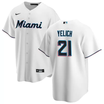 Men Miami Marlins Christian Yelich #21 Home White MLB Jersey - uafactory