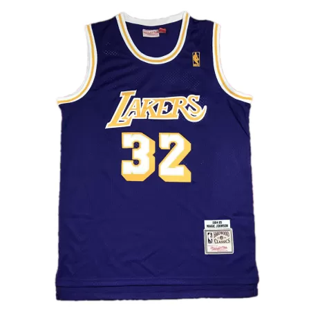 Men's Los Angeles Lakers Magic Johnson #32 Purple Retro Jersey 84-85 - uafactory