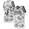 Men's Philadelphia 76ers Allen Iverson #3 white Retro Jersey 97-98 - uafactory