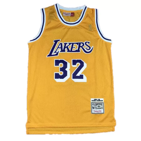 Men's Los Angeles Lakers Magic Johnson #32 Yellow Retro Jersey 84-85 - uafactory