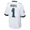 Men Philadelphia Eagles Jalen Hurts #1 White Game Jersey - uafactory