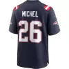 Men New England Patriots Sony Michel #26 Navy Game Jersey - uafactory