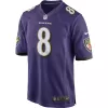 Men Baltimore Ravens Lamar Jackson #8 Purple Game Jersey - uafactory