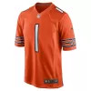 Men Chicago Bears Justin Fields #1 Orange Game Jersey - uafactory