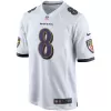 Men Baltimore Ravens Lamar Jackson #8 White Game Jersey - uafactory