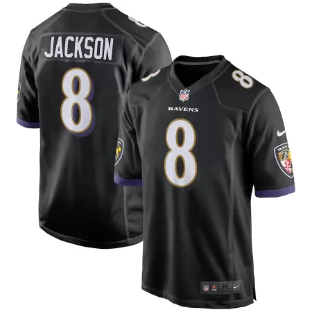 Men Baltimore Ravens Lamar Jackson #8 Black Game Jersey - uafactory