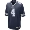 Men Dallas Cowboys Dak Prescott #4 Navy Game Jersey - uafactory