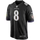 Men Baltimore Ravens Lamar Jackson #8 Black Game Jersey - uafactory