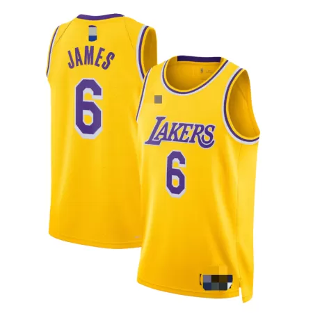 Los Angeles Lakers LeBron James #6 2021/22 Swingman Jersey Gold for men - Association Edition - uafactory