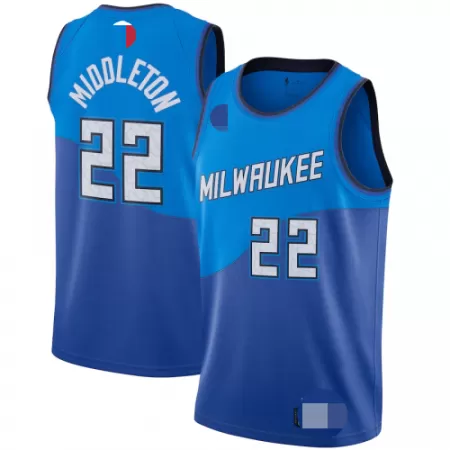Milwaukee Bucks Khris Middleton #22 2020/21 Swingman Jersey Blue for men - City Edition - uafactory