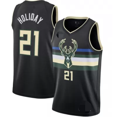 Milwaukee Bucks Jrue Holiday #21 2020/21 Swingman Jersey Black for men - Statement Edition - uafactory