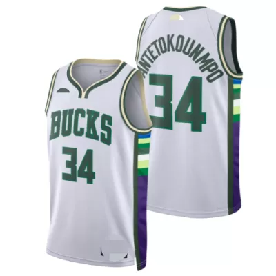 Milwaukee Bucks Giannis Antetokounmpo #34 2021/22 Swingman Jersey White for men - City Edition - uafactory