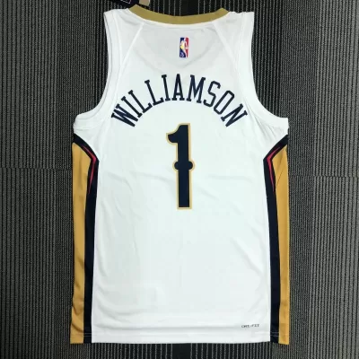 Men's New Orleans Pelicans Zion Williamson #1 White Retro Jersey 2020/21 - Association Edition - uafactory