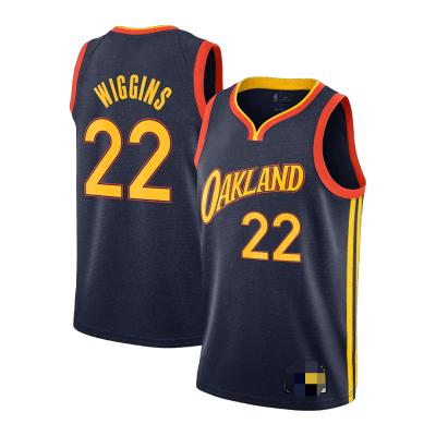 Men's Golden State Warriors Wiggins #22 Navy Retro Jersey 2020/21 - City Edition - uafactory