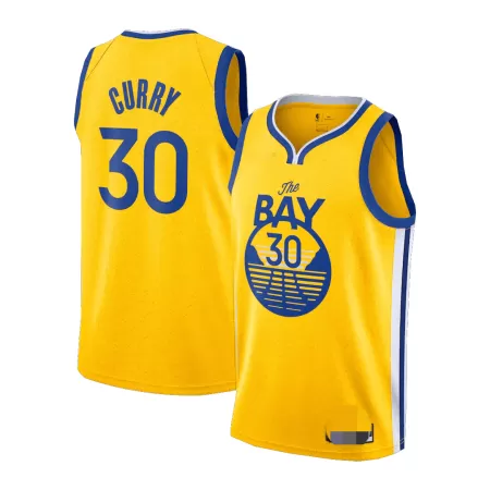 Men's Golden State Warriors Curry #30 Gold Retro Jersey - Statement Edition - uafactory