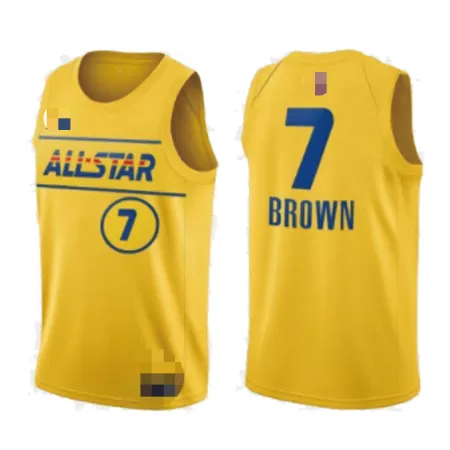 All Star Jaylen Brown #7 2021 Swingman Jersey Yellow for men - uafactory
