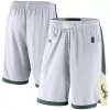 Men's Milwaukee Bucks White/Hunter Green Basketball Shorts 2020/21 - Association Edition - uafactory