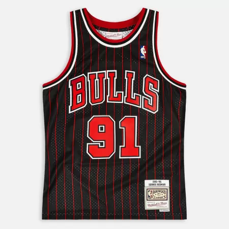Men's Chicago Bulls Dennis Rodman #91 Black Retro Jersey 1995/96 - uafactory