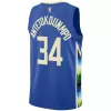 Milwaukee Bucks Giannis Antetokounmpo #34 2022/23 Swingman Jersey Blue for men - City Edition - uafactory