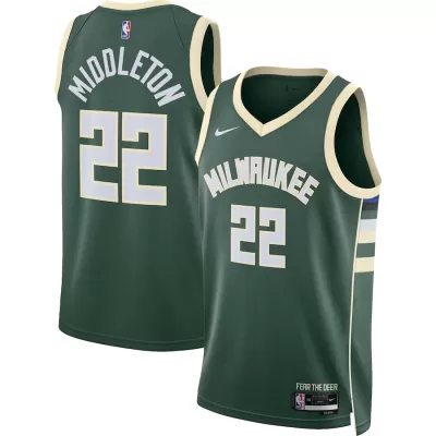 Milwaukee Bucks Khris Middleton #22 22/23 Swingman Jersey Hunter Green for men - Association Edition - uafactory