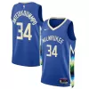 Milwaukee Bucks Giannis Antetokounmpo #34 2022/23 Swingman Jersey Blue for men - City Edition - uafactory