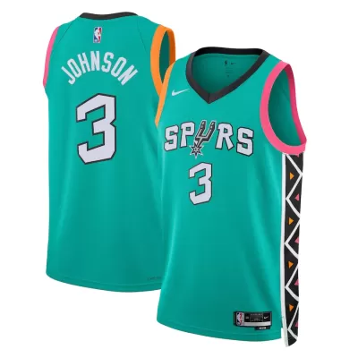 San Antonio Spurs Keldon Johnson #3 2022/23 Swingman Jersey Green for men - City Edition - uafactory