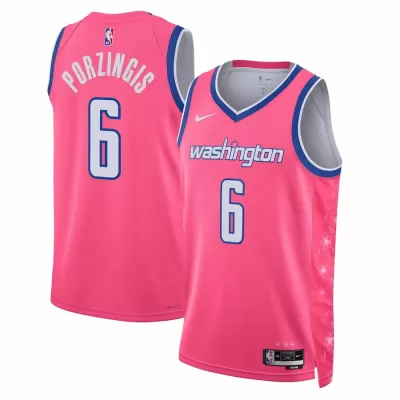 Washington Wizards Kristaps Porzingis #6 2022/23 Swingman Jersey Pink for men - City Edition - uafactory