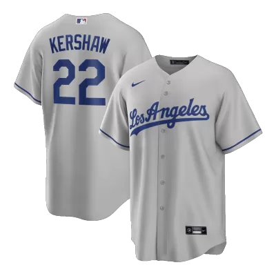 Men Los Angeles Dodgers KERSHAW #22 Gray MLB Jersey - uafactory