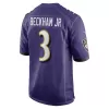 Men Baltimore Ravens Beckham Jr. #3 Purple Custom Game Jersey - uafactory