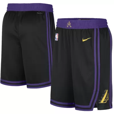 Men's Los Angeles Lakers Black Basketball Shorts 2023/24 - City Edition - uafactory