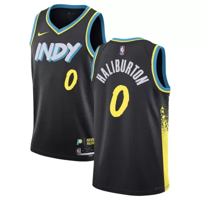 Indiana Pacers Tyrese Haliburton #0 2023/24 Swingman Jersey Black for men - City Edition - uafactory