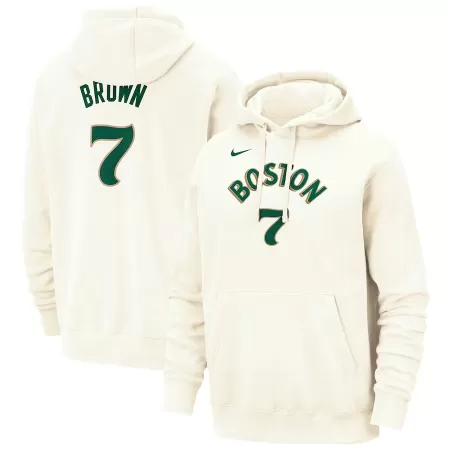 Men's Boston Celtics Jaylen Brown #7 2023/24 Hoodie Cream - uafactory
