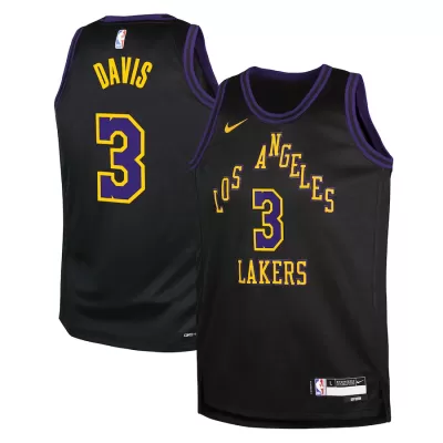 Youth Los Angeles Lakers Anthony Davis #3 Black Swingman Jersey 2023/24 - City Edition - uafactory