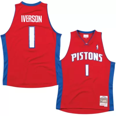 Detroit Pistons Allen Iverson #1 2008/09 Swingman Jersey Red for men - uafactory