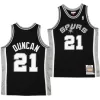 Men's San Antonio Spurs Tim Duncan #21 Black Retro Jersey 1998/99 - uafactory