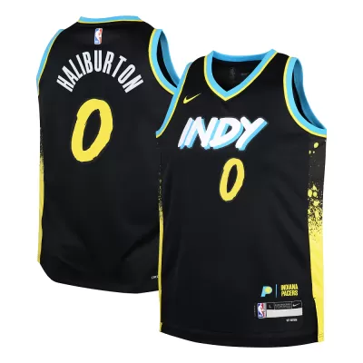 Indiana Pacers Tyrese Haliburton #0 2023 Swingman Jersey Black for men - City Edition - uafactory